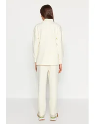 Beige Diver/Scuba Knitted Tracksuit Set With Embroidery - 4