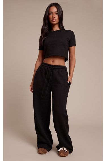 Petite Black PrettyLittleThing Fitted Sweat Top