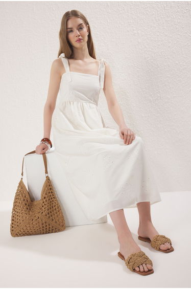 Camel Knitted Women's Straw Slippers