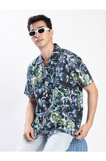 Men Resort Collar Linen Blend Shirt