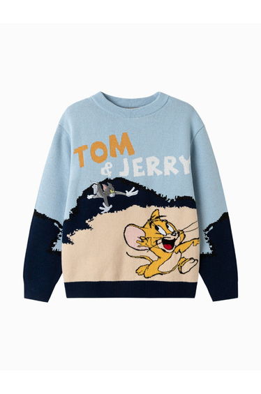 Boys' Knit Sweater with Tom & Jerry Design
