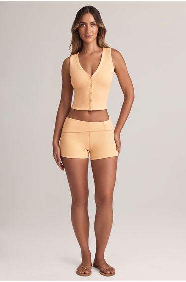 Modal Foldover Mid-Rise Shorts in Peach