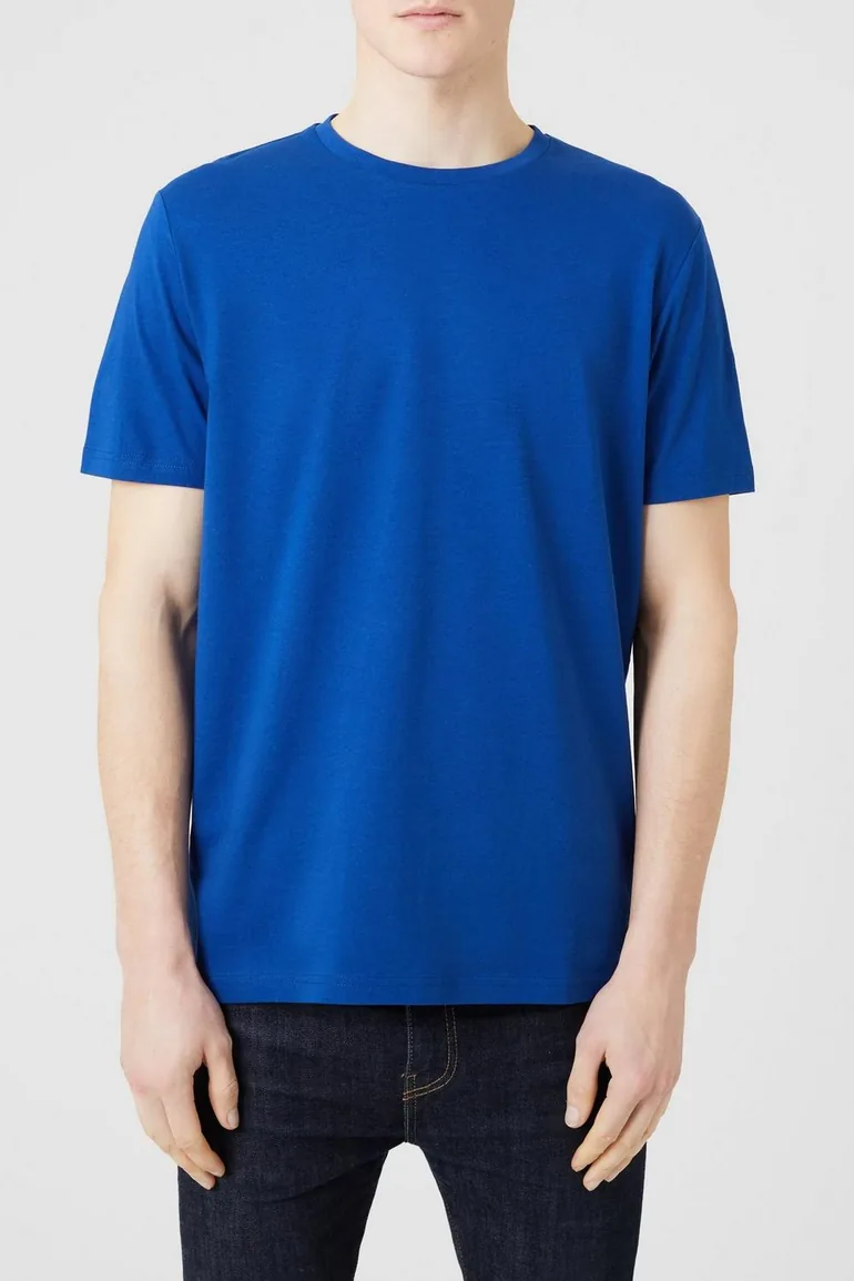 Cotton Crew Neck T-shirt - cobalt