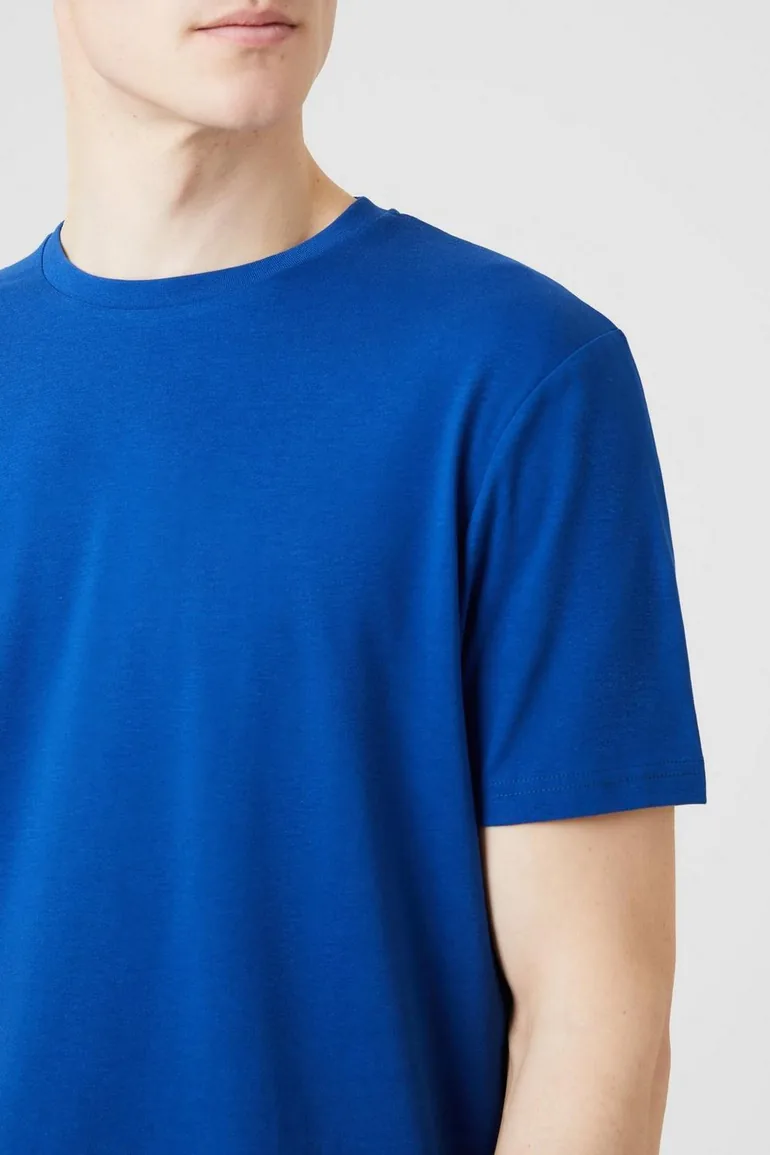 Cotton Crew Neck T-shirt - cobalt - 1
