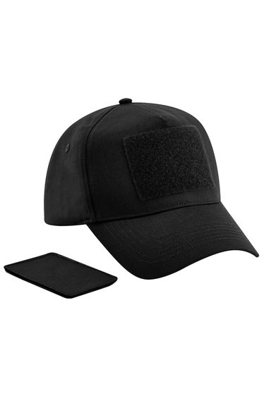 Beechfield Unisex Adult 5 Panel Removable Patch Cap - Black