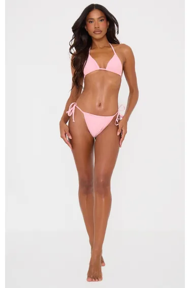 Baby Pink White Mix And Match Triangle Bikini Top