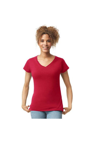 Gildan Womens/Ladies Soft Style V Neck T-Shirt - Cherry Red