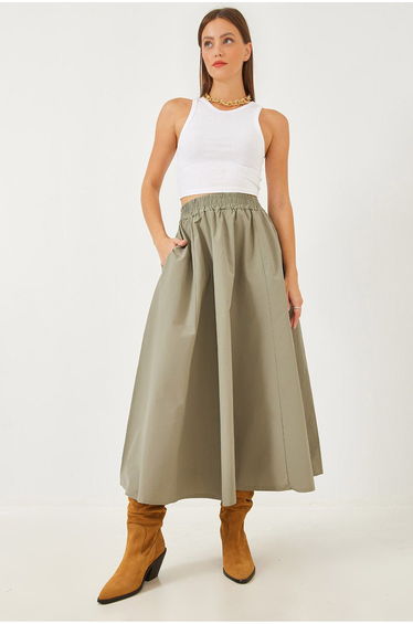Women's Pocket Detailed Elastic Waist Parachute Balloon Skirt