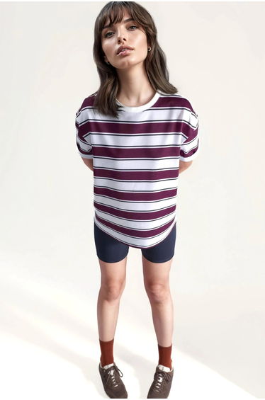 Striped Crew Neck Oversized T-Shirt