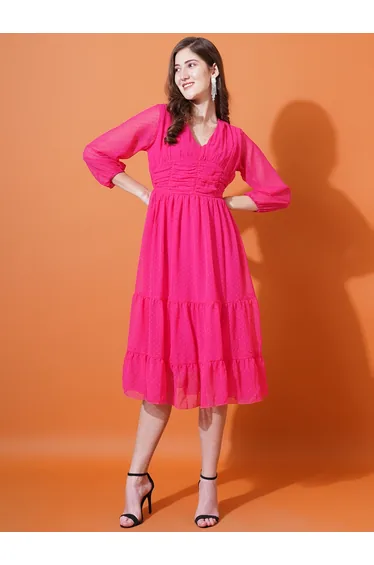 فستان يو اند اف زهري ميدي على شكل حرف A