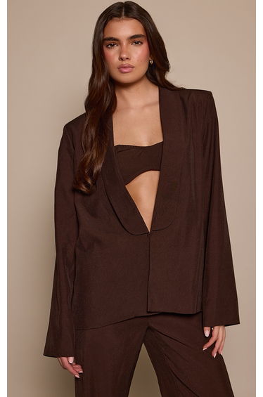 Dark Brown Tailored Longline Blazer