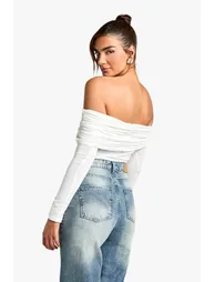 Slinky Twist Front Long Sleeve Bodysuit - white - 2