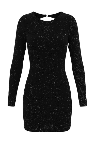 Black Backless Bodycone/Body-Hugging Short / Mini Knitted Dress