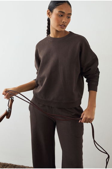 DSGN Studio Premium Heavyweight Washed Boxy Sweatshirt - chocolate