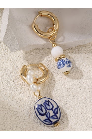 Ceramic Design Hoop Earrings