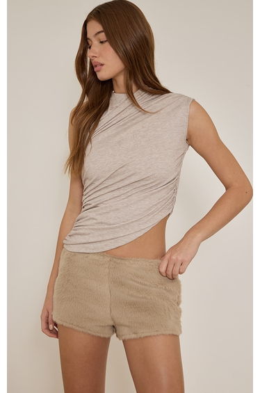 Beige Fur Hot Pants