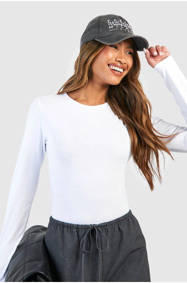 Long Sleeved Crew Neck Bodysuit Two Pack - blackwhite