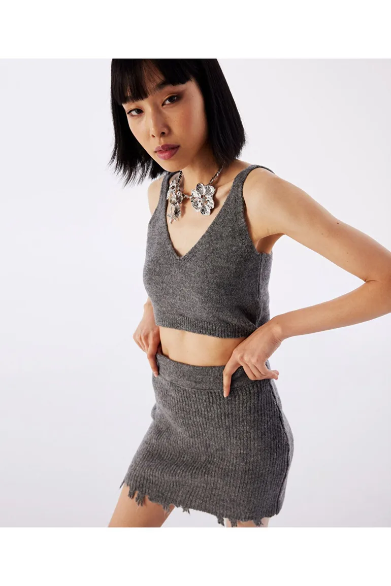 Vintage effect knit skirt - 3