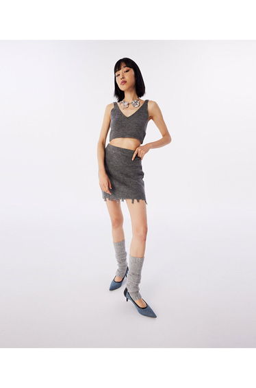 Vintage effect knit skirt