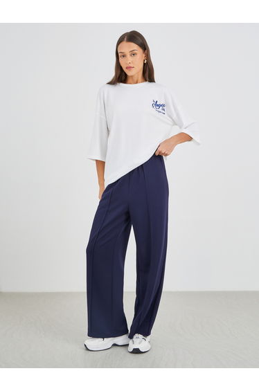 Slogan Print Round Neck Short Sleeve T-Shirt