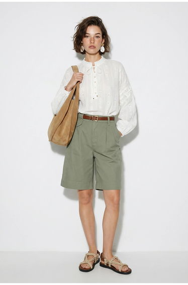 LUCCI High-Waist Belted Tailored Shorts