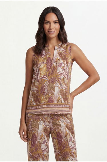 Tropical Print Sleeveless Top