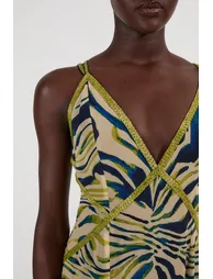 Animal Print Georgette Embellished Strappy Woven Maxi Dress - 2