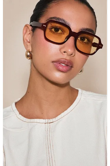 Jeepers Peepers Burgundy Brown Lens Squared Sunglasses