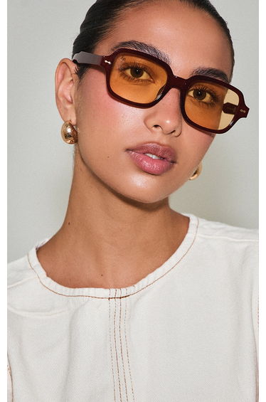 Jeepers Peepers Burgundy Brown Lens Squared Sunglasses