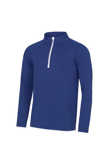 AWDis Just Cool Mens Half Zip Sweatshirt - Royal Blue/Arctic White