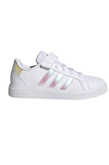 Adidas Girls Grand Court 2.0 Flat Trainers - White/Iridescent