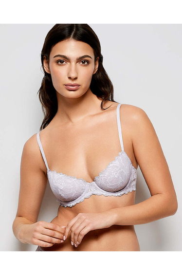 Unlined Lace Demi Bra in Lavender Cake