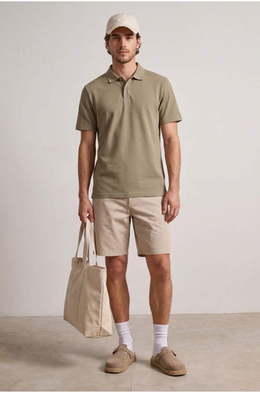 Mint Regular/Normal Cut Textured Polo Collar T-Shirt