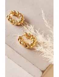 Gold Plated Twisted Mini Hoop Earrings - 2