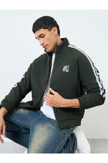 Men Relaxed Fit Striped Zip-Up Jacket