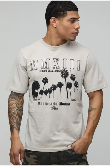Stone Regular Palm Graphic T-Shirt - stone