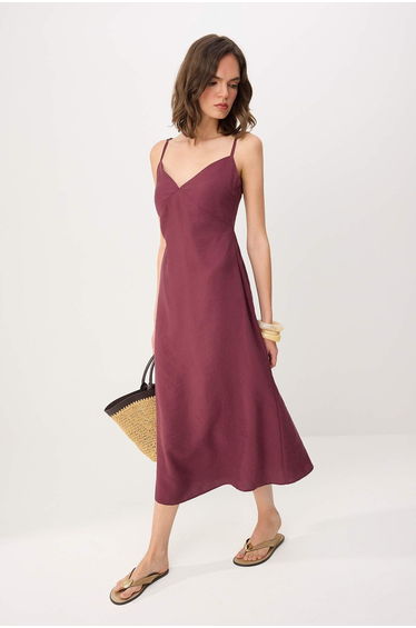 More Sustainable Plum Plain Maxi Woven Dress