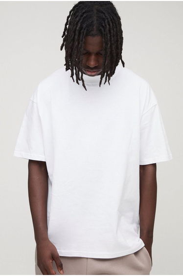Basic Oversized Extended Neck T-Shirt - white