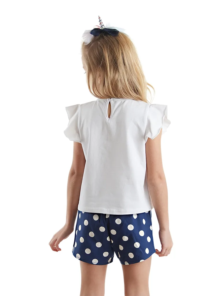 Glitter Unicorn Girls T-Shirt Poplin Shorts Set - 1