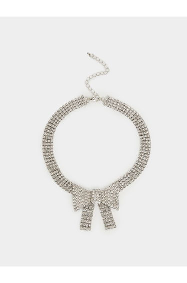 Sparkling Silver Bow Choker