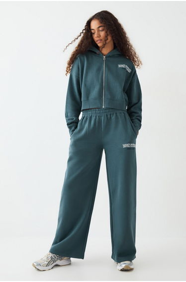 DSGN Studio Boxy Crop Zip Through Hoodie - teal