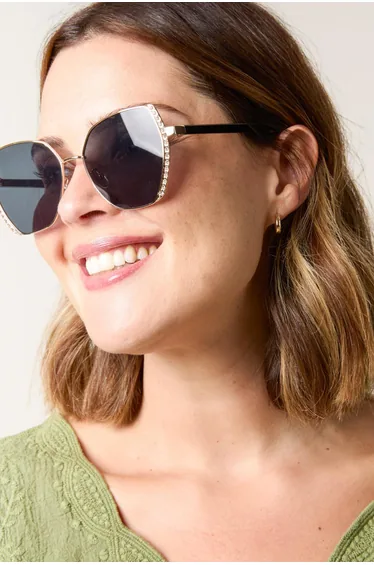 Gold Side Frame Oversized Sunglasses