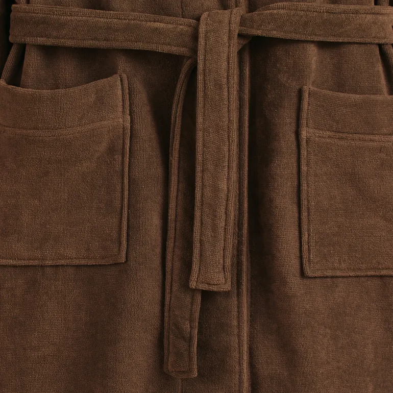 Hooded 100% Cotton Velour Bathrobe - 4