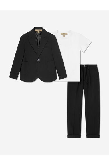Bel-Air Boys Cotton Suit Set in Black
