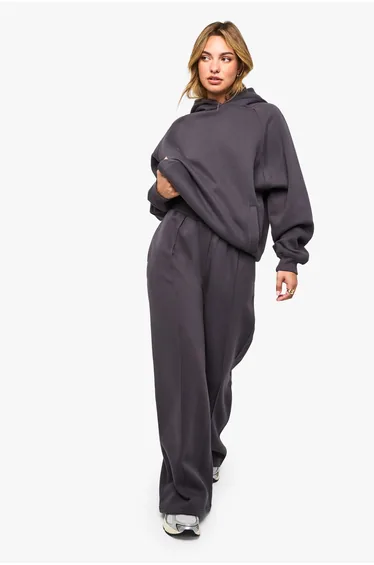 Petite Raglan Seam Oversized Hoodie - charcoal