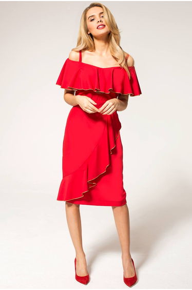 Metallic Trimmed Bardot Dress