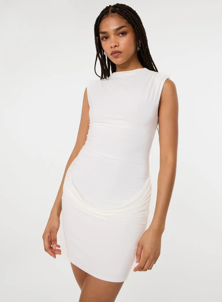 shoulder pad ruched dress TFNC slinky sleeveless shoulder pad ruched cape detail maxi dress in olive