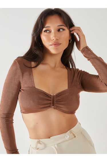 Long Sleeve Sweetheart Shimmer Top