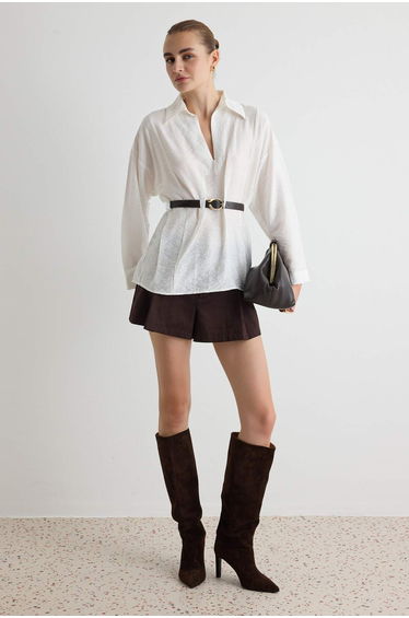 White Woven Top&Bottom Blouse