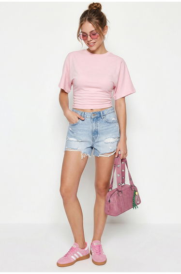 LUCCI Women's Crop Crew Neck T-shirt
